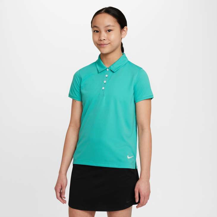Nike Girl's Dri-FIT Victory Short Sleeve Solid Polo - Washed Teal - DN1967-392