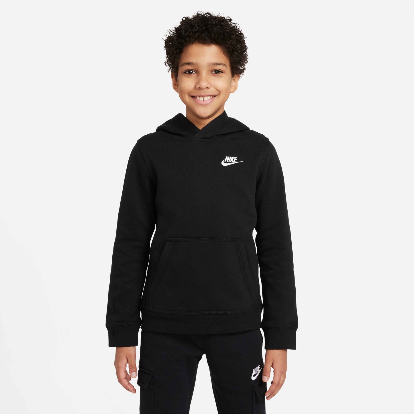 Nike Boy's Sportwear Hoodie Pull-Over Club - Black White - BV3757-011