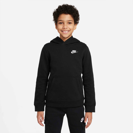 Nike Boy's Sportwear Hoodie Pull-Over Club - Black White - BV3757-011
