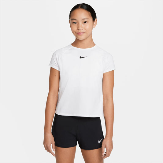 Nike Girl's NikeCourt Victory Dri-FIT Top Short Sleeve - White White Black - CV7567-101