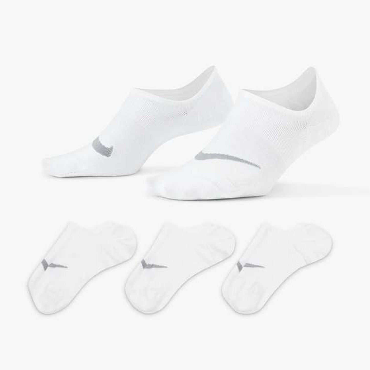 Nike Unisex Everyday Plus Lightweight Footie 3 Pairs - White/Wolf Grey - SX5277-101