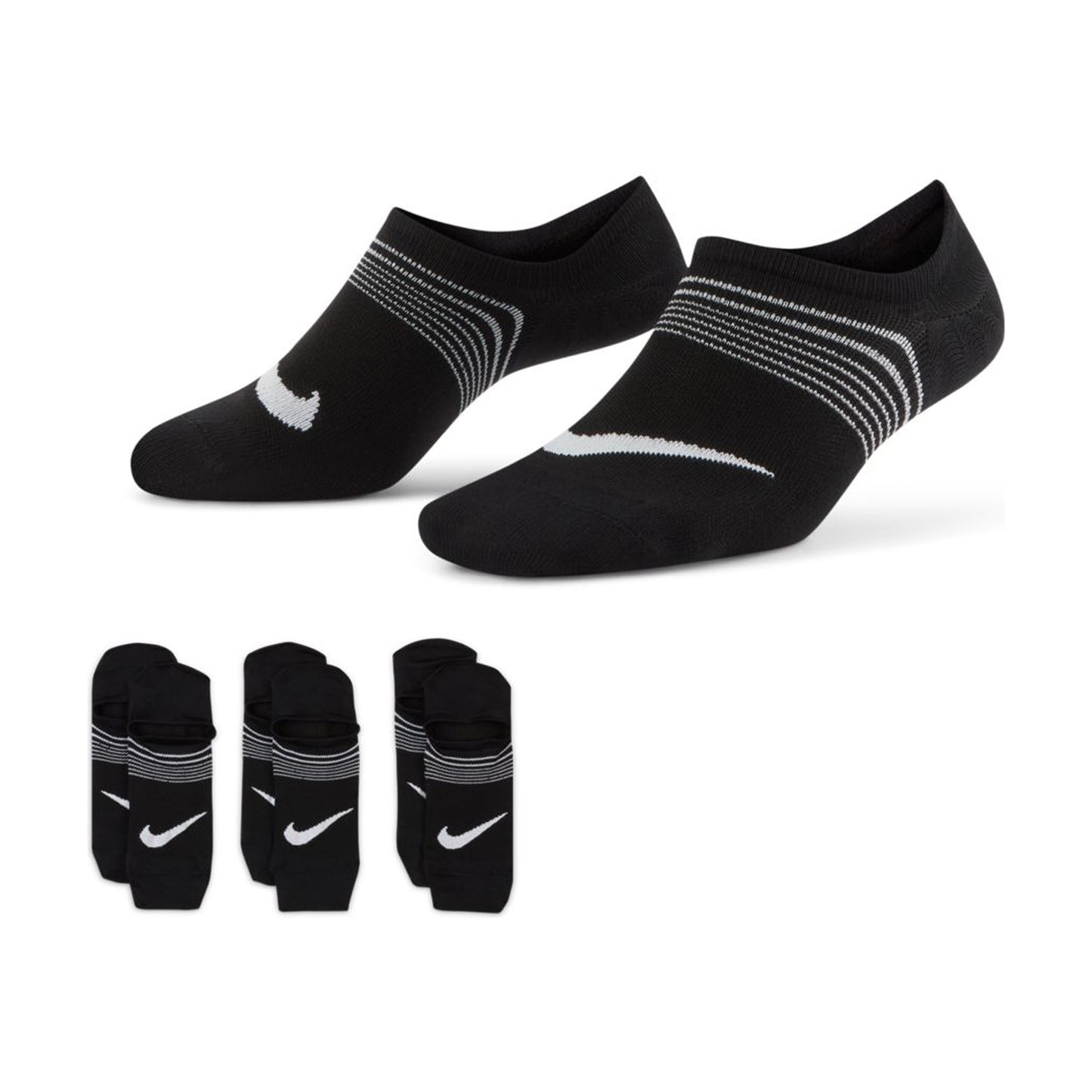 Nike Everyday Plus Lightweight Training Footie Socks (3 Pairs) - Black - SX5277-010